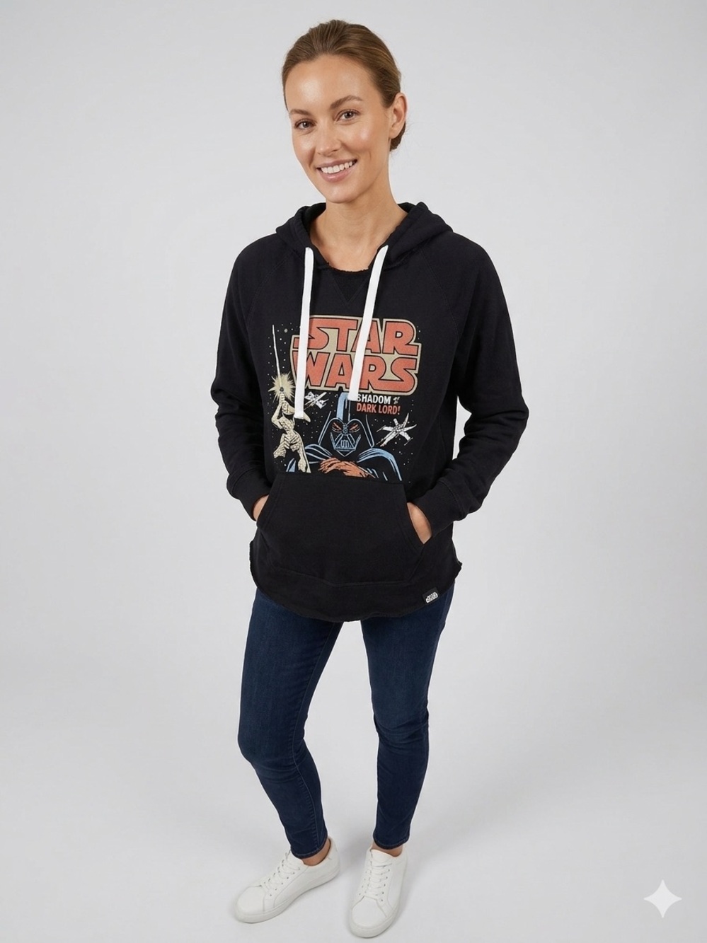Star Wars Shadow Of A Dark Lord Retro Comic Graphic Hoodie Small Black Raglan